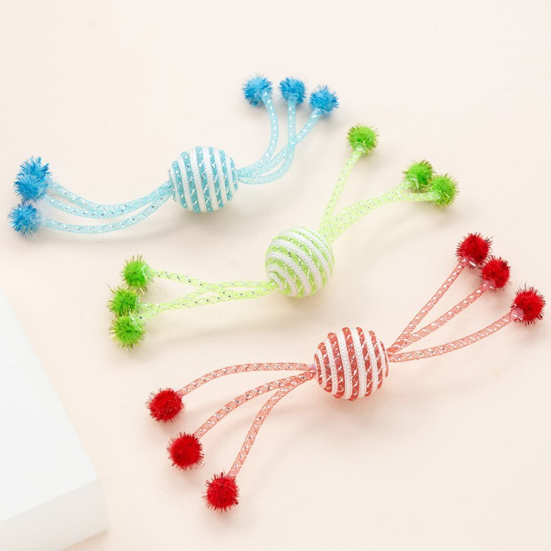 JMT-010122 Interactive Cat Toy Set with Bite-Resistant Wool Ball and Sticks for Engaging Playtime