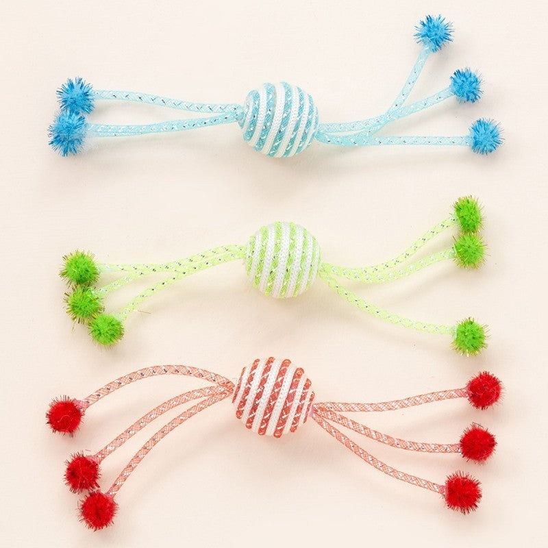 JMT-010122 Interactive Cat Toy Set with Bite-Resistant Wool Ball and Sticks for Engaging Playtime