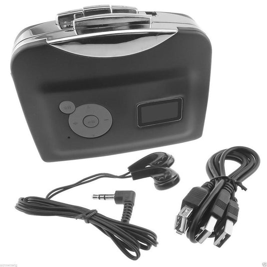 JMT-010122 USB Cassette Tape to MP3 Converter with Earphones and USB Cable, Portable Music Player