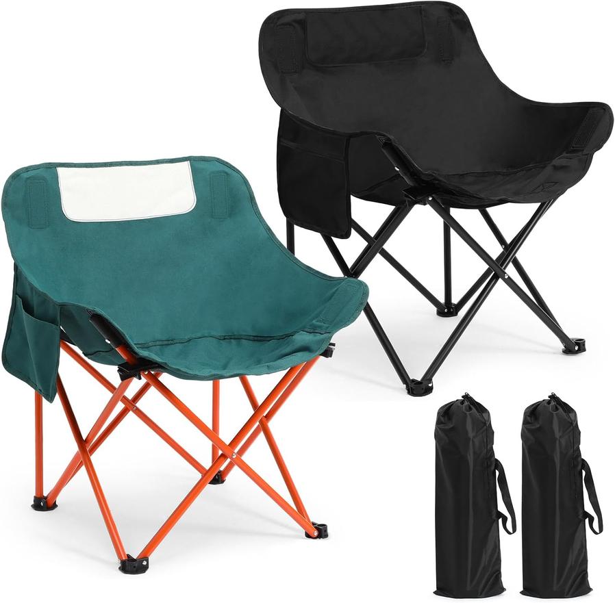 JMT-010186 Portable Folding Camping Chairs - Lightweight 2 Pack with Carry Bag, Supports 330lbs - Ideal for Travel, Picnic, Hiking, Beach, and Fishing
