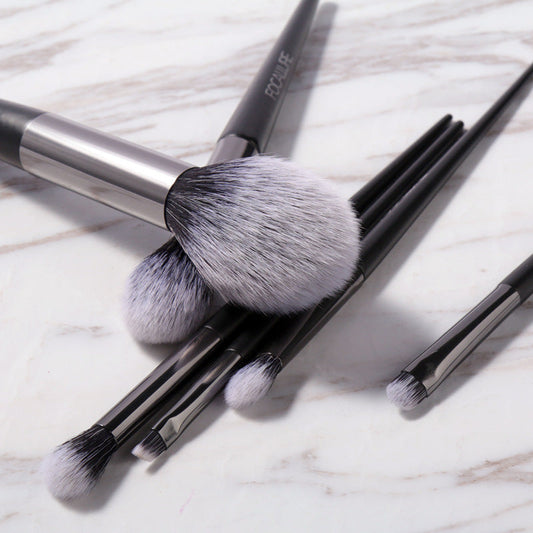 JMT-010570 Set of 6 Quick-Drying Makeup Brushes with Soft Man-Made Fibers and Aluminum Handles