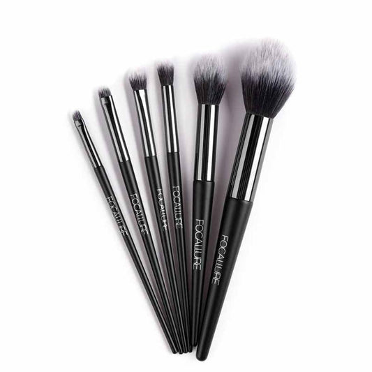 JMT-010570 Set of 6 Quick-Drying Makeup Brushes with Soft Man-Made Fibers and Aluminum Handles
