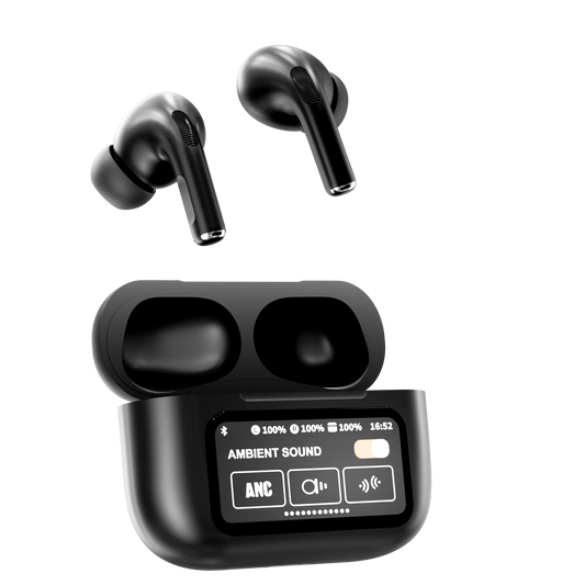 JMT-010634 A9Pro Bluetooth TWS In-Ear Headphones with LED Smart Screen, ANC, ENC, Touch Control, Blue Color