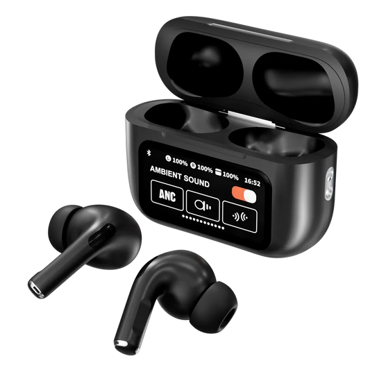 JMT-010634 A9Pro Bluetooth TWS In-Ear Headphones with LED Smart Screen, ANC, ENC, Touch Control, Blue Color