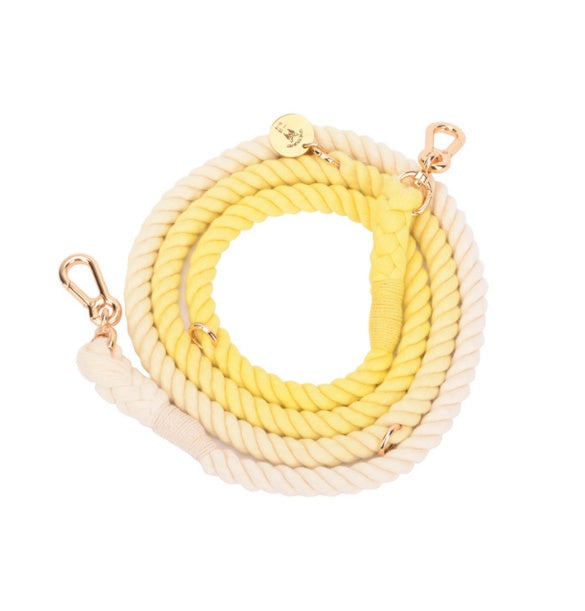 JMT-010954 Rainbow Gradient Multi-Functional Dog Walking Rope and Collar - Hand-Woven Cotton, Various Sizes Available