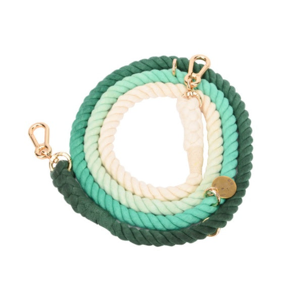 JMT-010954 Rainbow Gradient Multi-Functional Dog Walking Rope and Collar - Hand-Woven Cotton, Various Sizes Available