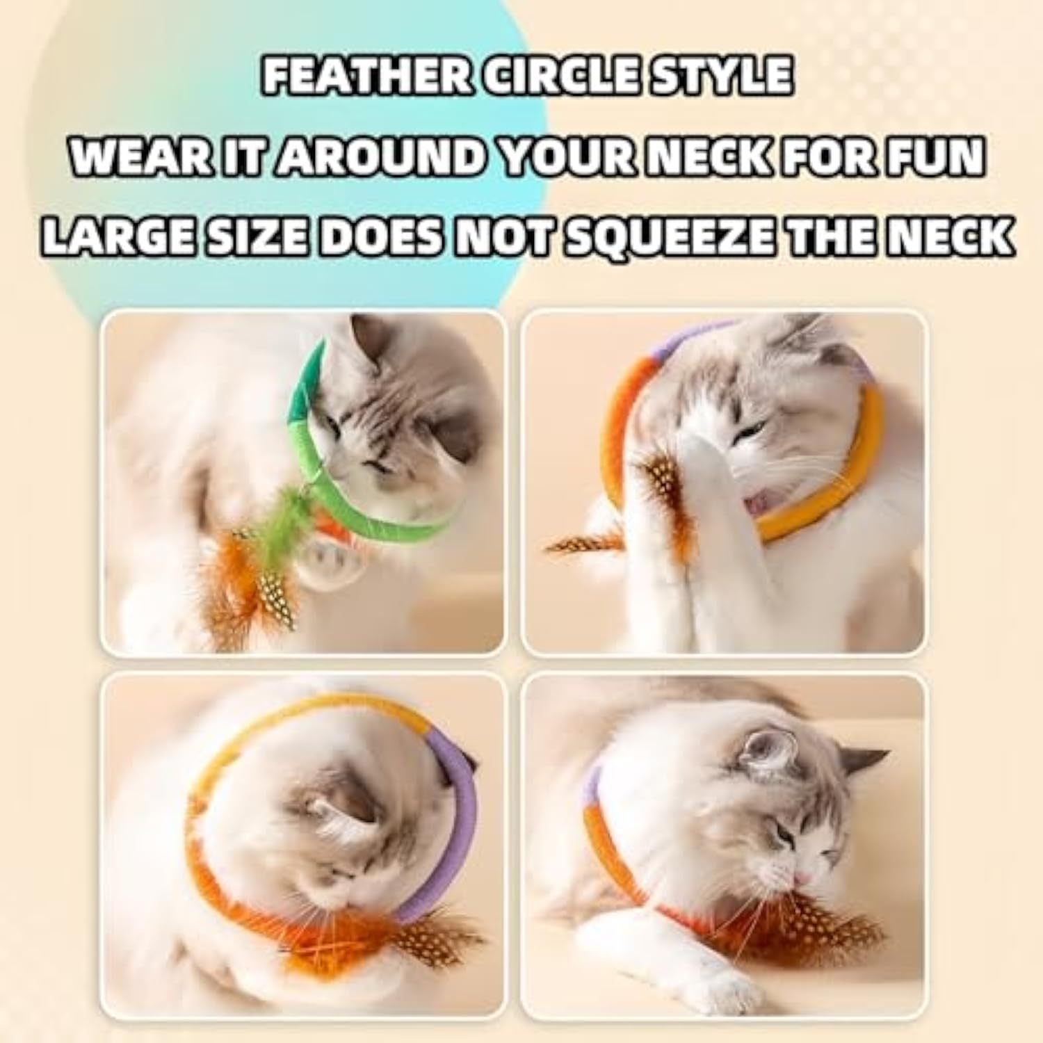JMT-011274 Interactive Cotton Rope Cat Toy with Catnip and Feathers - Safe Chew and Kicker Toy for Cats and Kittens