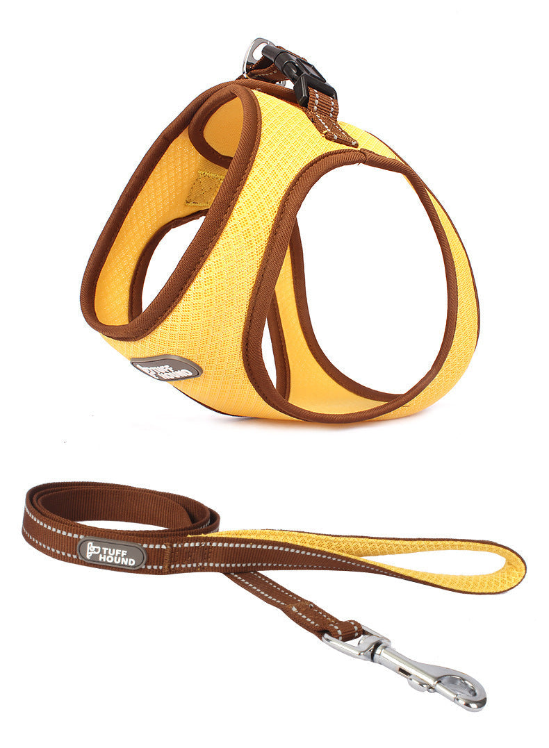 JMT-011786 Pet Chest Harness for Cats and Dogs - Adjustable Leash Set in Powder Blue, Yellow, Dark Blue
