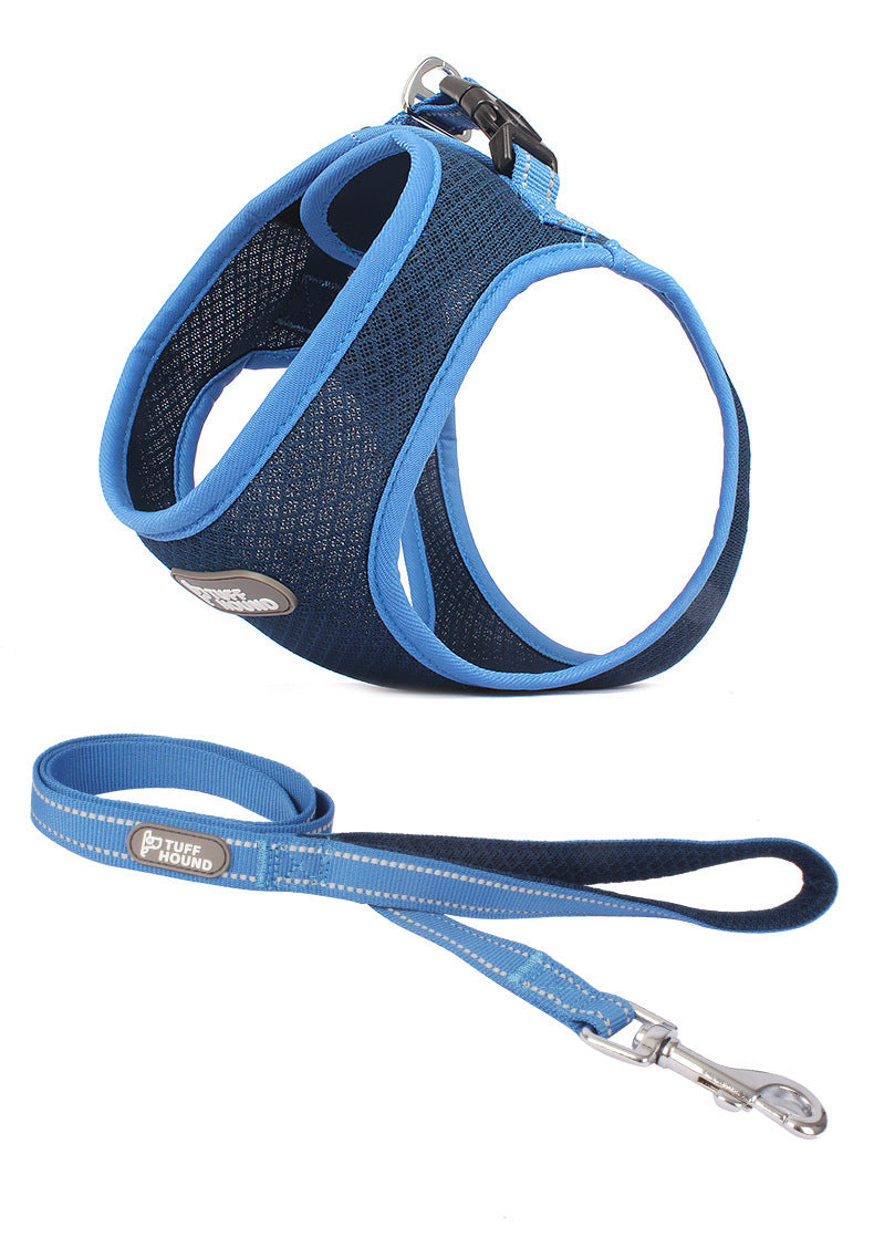 JMT-011786 Pet Chest Harness for Cats and Dogs - Adjustable Leash Set in Powder Blue, Yellow, Dark Blue