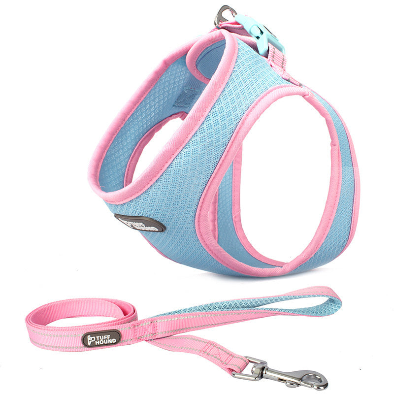 JMT-011786 Pet Chest Harness for Cats and Dogs - Adjustable Leash Set in Powder Blue, Yellow, Dark Blue