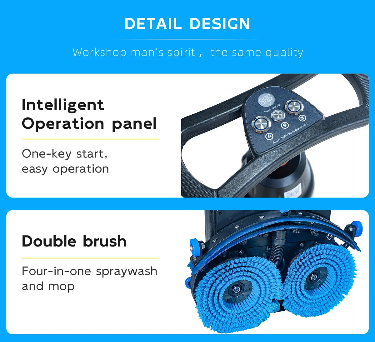 JMT-011914 Automatic Walk-Behind Floor Scrubber Machine for Home, Gym, and Factory Cleaning