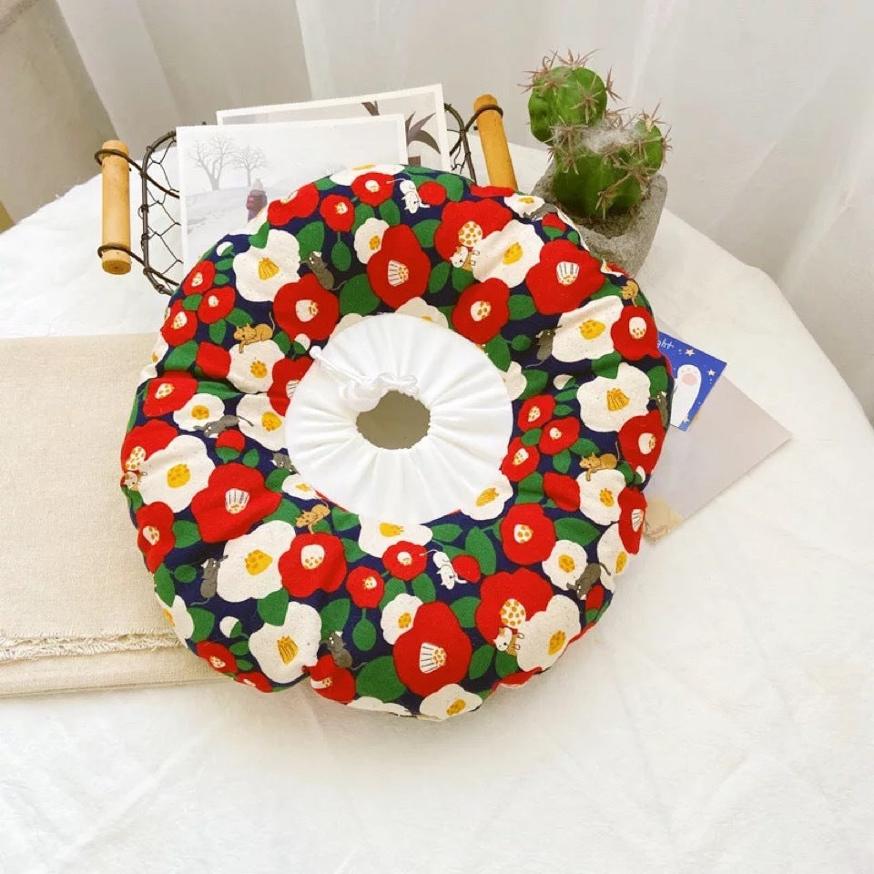 JMT-011914 Soft Cotton Flannel Cat Headgear in Blue - Cute Donut Pattern, Sizes XS to XL