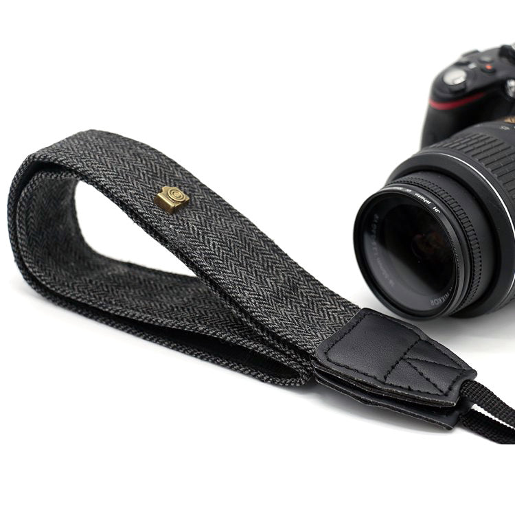 JMT-011978 Dark Grey and Brown Cotton SLR Digital Camera Shoulder Strap - 120 cm Length, 4 cm Width