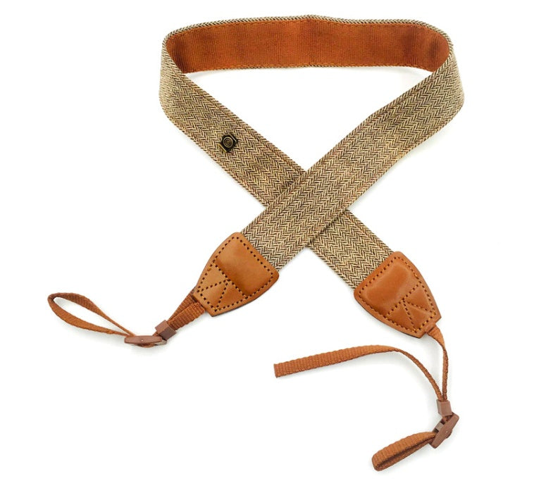 JMT-011978 Dark Grey and Brown Cotton SLR Digital Camera Shoulder Strap - 120 cm Length, 4 cm Width