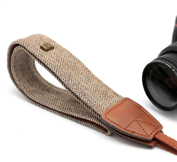 JMT-011978 Dark Grey and Brown Cotton SLR Digital Camera Shoulder Strap - 120 cm Length, 4 cm Width