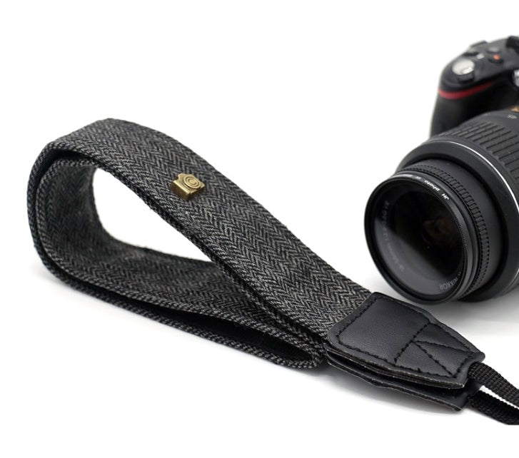 JMT-011978 Dark Grey and Brown Cotton SLR Digital Camera Shoulder Strap - 120 cm Length, 4 cm Width