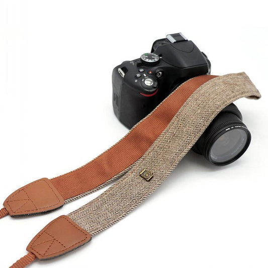JMT-011978 Dark Grey and Brown Cotton SLR Digital Camera Shoulder Strap - 120 cm Length, 4 cm Width