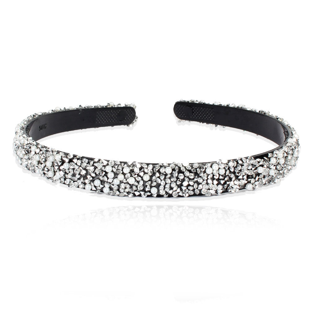 JMT-011978 Retro Semicircle Rhinestone Headband for Women - Colorful Diamond Design