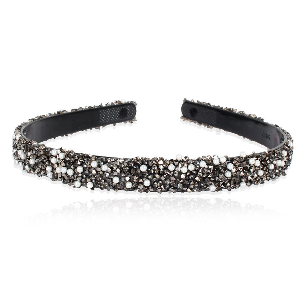 JMT-011978 Retro Semicircle Rhinestone Headband for Women - Colorful Diamond Design
