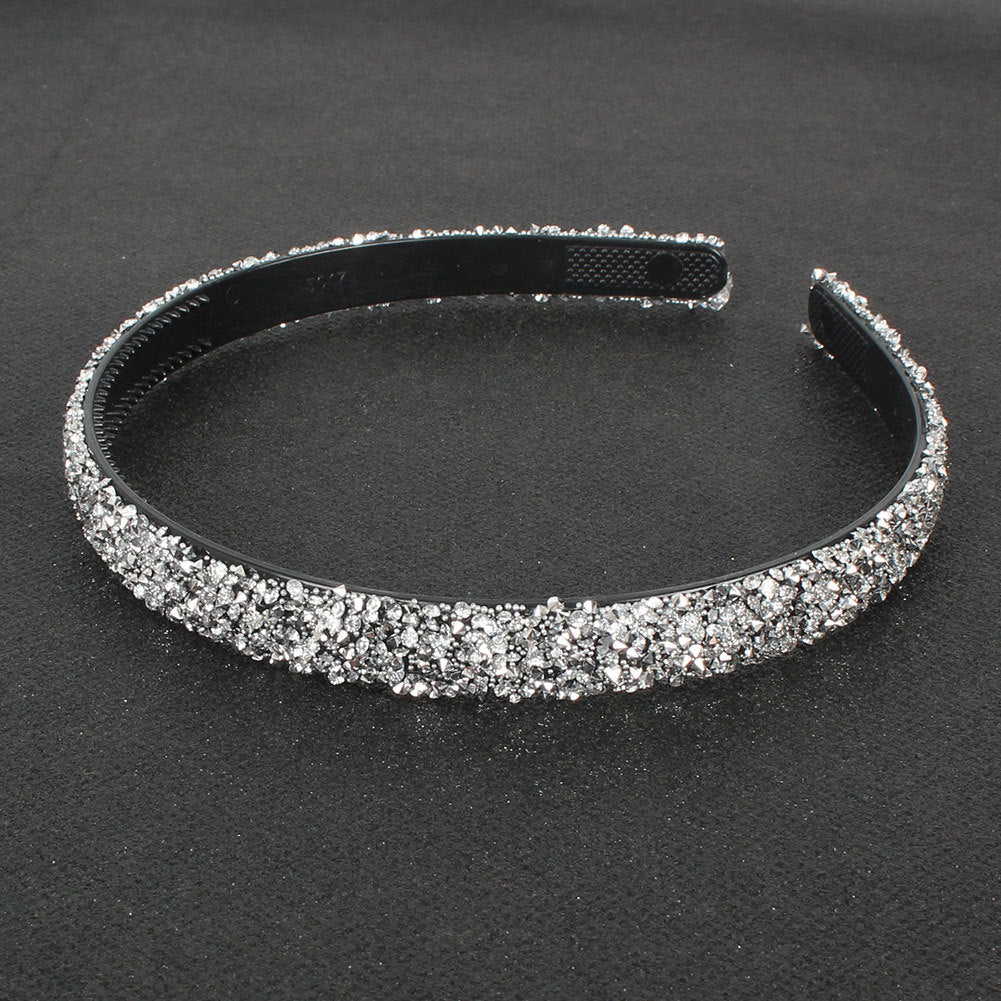 JMT-011978 Retro Semicircle Rhinestone Headband for Women - Colorful Diamond Design
