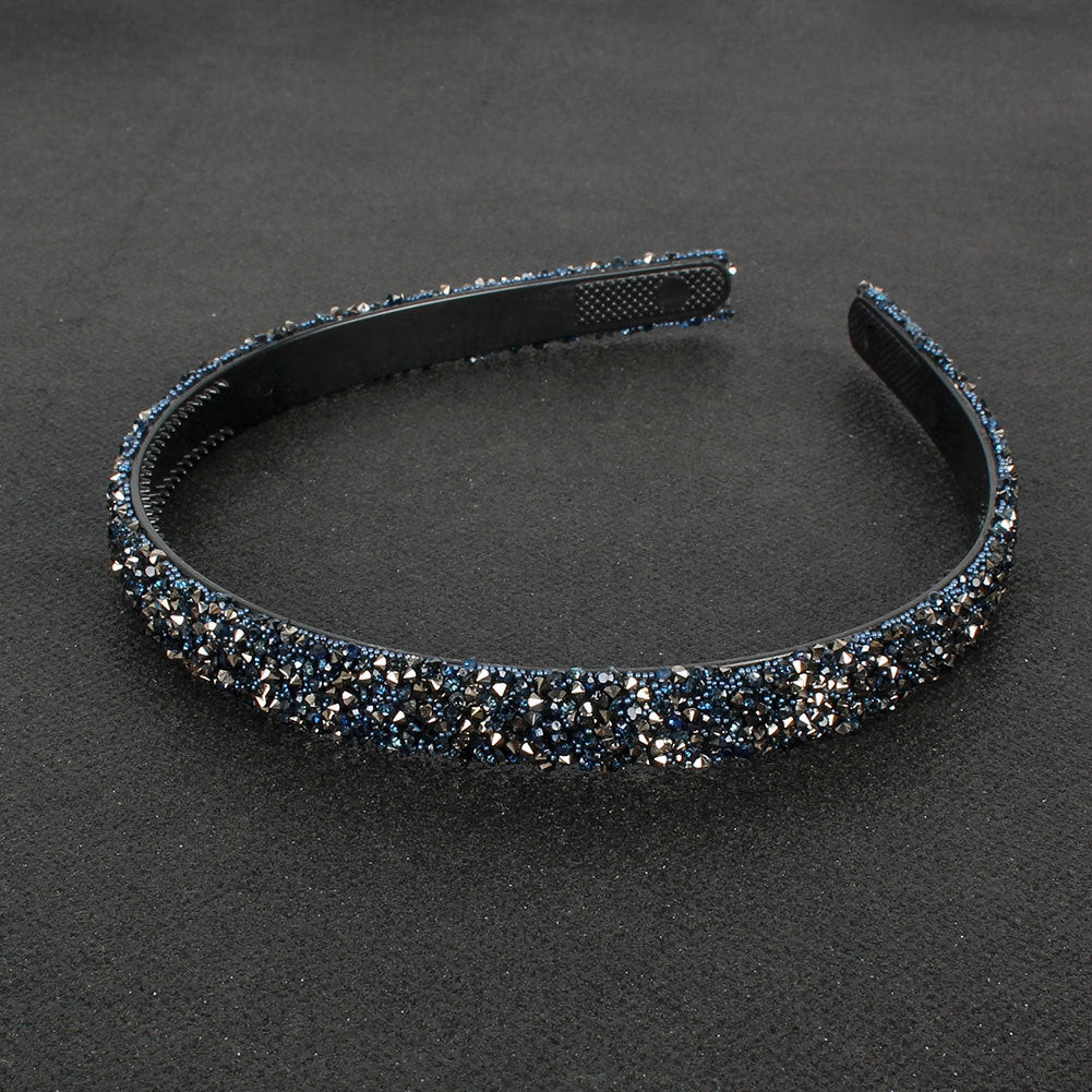 JMT-011978 Retro Semicircle Rhinestone Headband for Women - Colorful Diamond Design