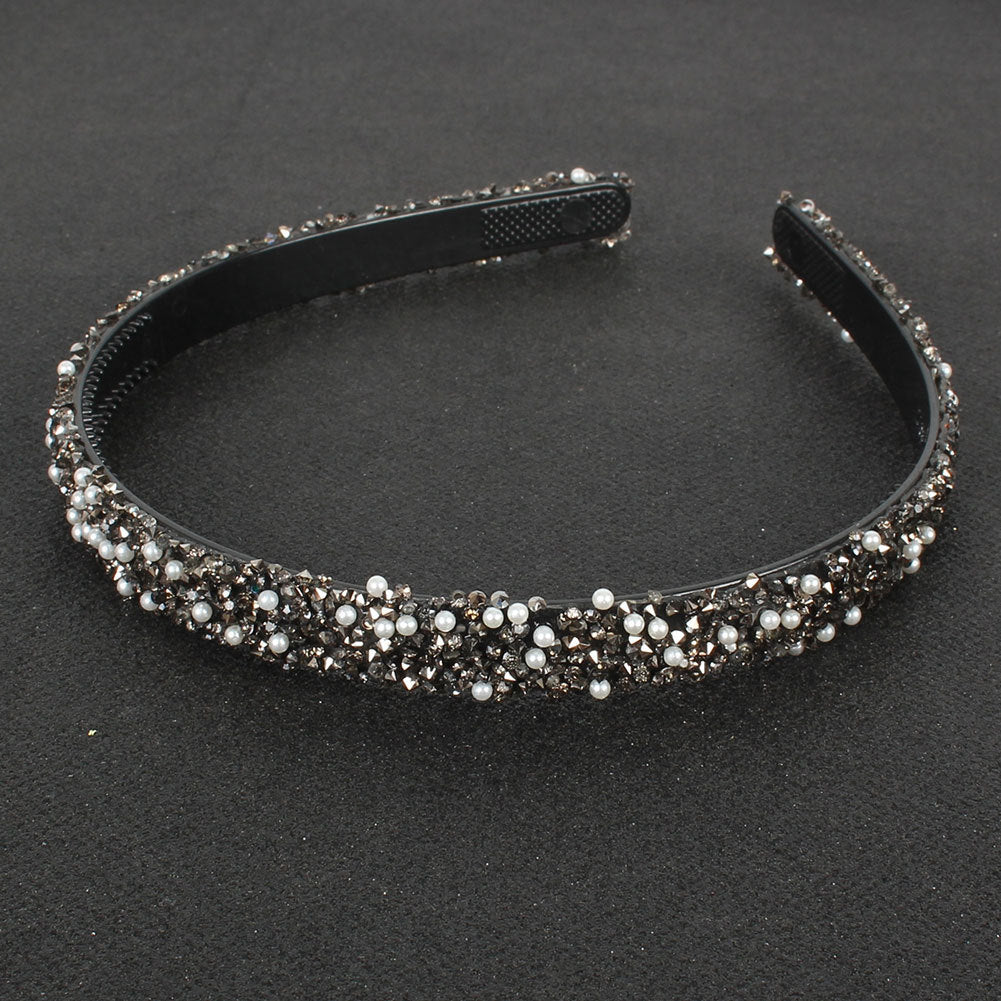 JMT-011978 Retro Semicircle Rhinestone Headband for Women - Colorful Diamond Design
