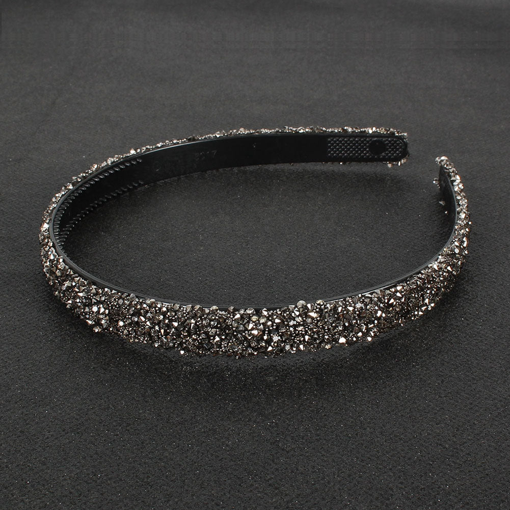 JMT-011978 Retro Semicircle Rhinestone Headband for Women - Colorful Diamond Design