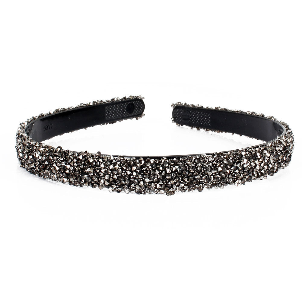 JMT-011978 Retro Semicircle Rhinestone Headband for Women - Colorful Diamond Design