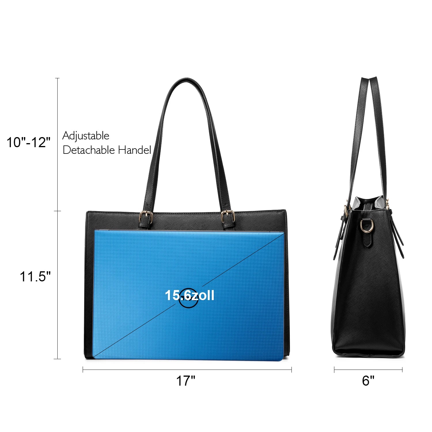 JMT-012426 Customizable PU Leather Laptop Tote Bag for Women - Large Capacity Office Handbag