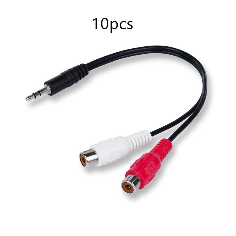 JMT-012618 3.5mm Stereo to Dual RCA Female Audio Cable, 0.2m, Pure Copper, Black PVC Wrap