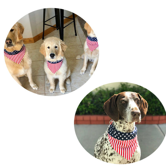 JMT-013066 American Flag Triangle Scarf for Medium Dogs - Cotton, Double-Sided, 66x45x45cm