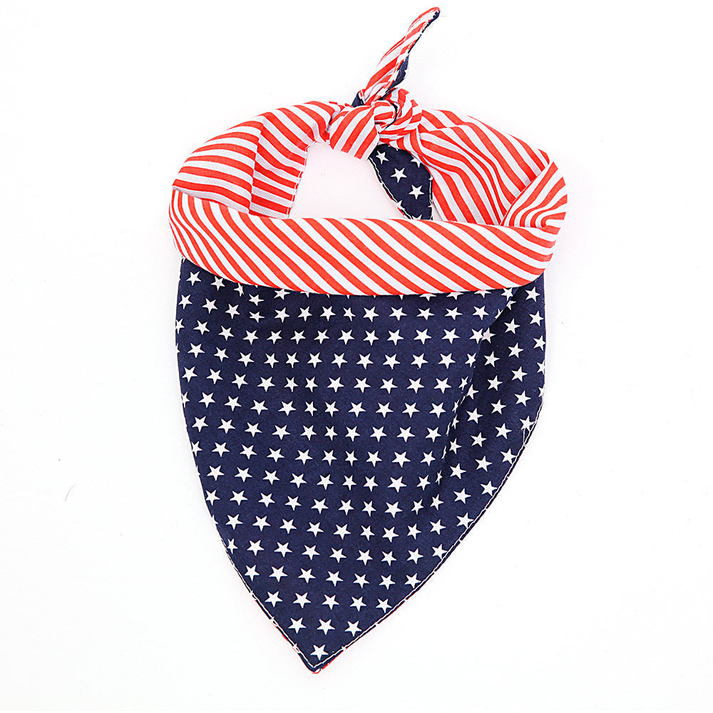 JMT-013066 American Flag Triangle Scarf for Medium Dogs - Cotton, Double-Sided, 66x45x45cm