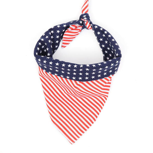 JMT-013066 American Flag Triangle Scarf for Medium Dogs - Cotton, Double-Sided, 66x45x45cm
