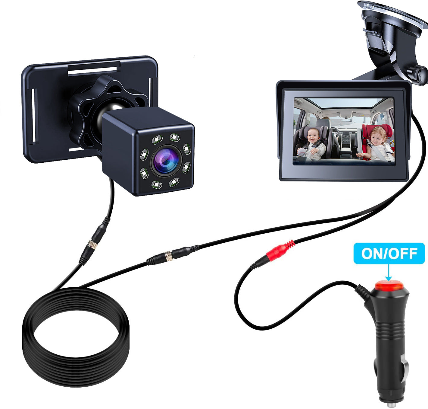 JMT-013514 Infrared Night Vision Rearview Mirror for Infants in Cars