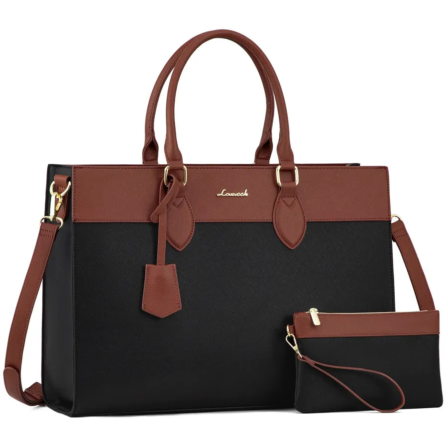 JMT-013578 Stylish 15.6 Inch Laptop Tote Bag for Women – Waterproof Leather Briefcase for Office and Work