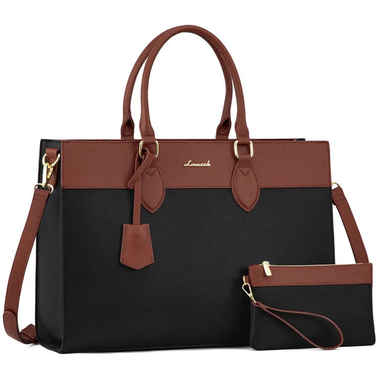 JMT-013578 Stylish 15.6 Inch Laptop Tote Bag for Women – Waterproof Leather Briefcase for Office and Work