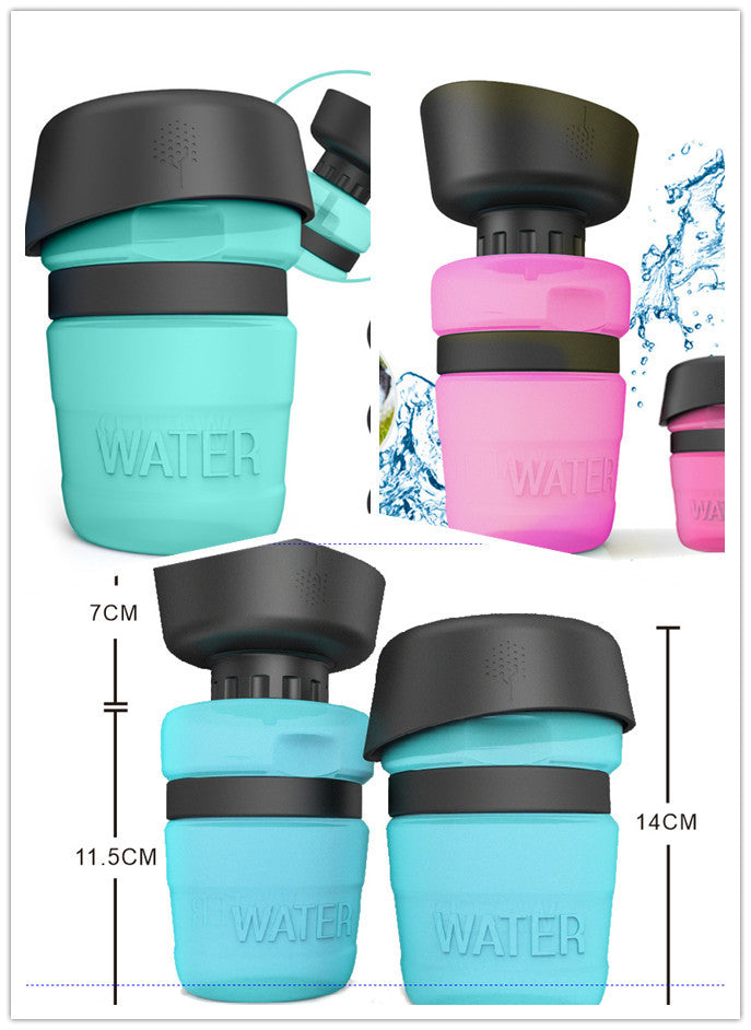 JMT-013770 Portable Silicone Pet Water Bottle - 520ML Travel Cup in Sky Blue, Rose Red, and Blue Green