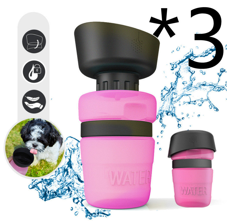 JMT-013770 Portable Silicone Pet Water Bottle - 520ML Travel Cup in Sky Blue, Rose Red, and Blue Green