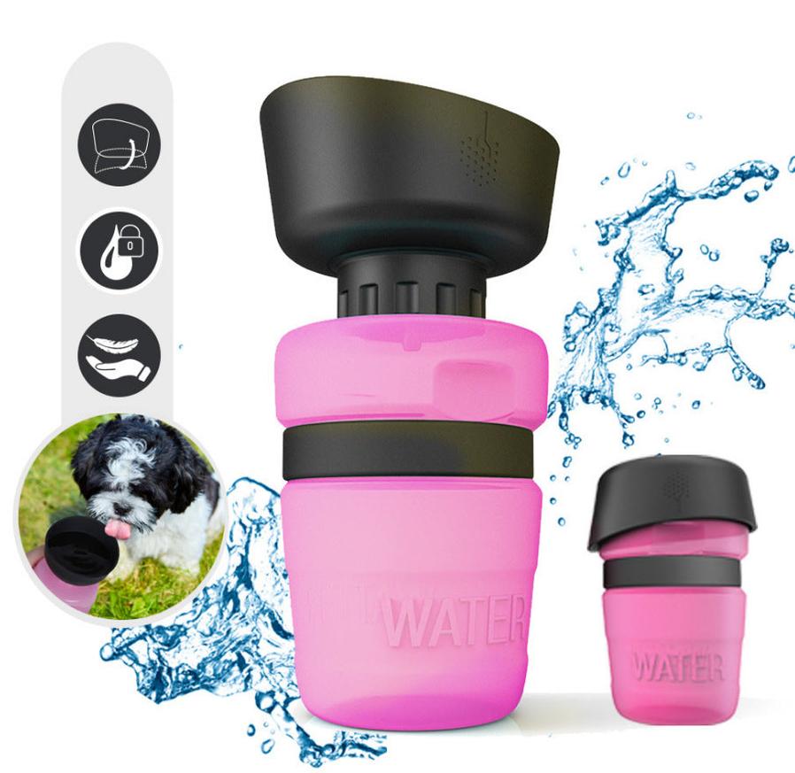 JMT-013770 Portable Silicone Pet Water Bottle - 520ML Travel Cup in Sky Blue, Rose Red, and Blue Green