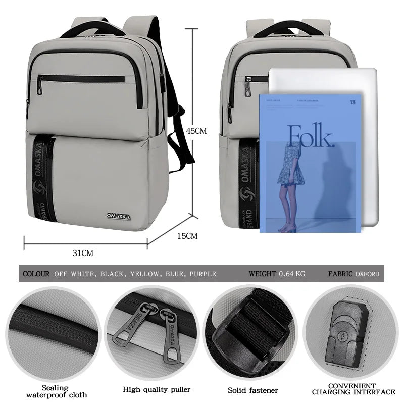 JMT-013770 Stylish Waterproof Nylon Backpack for Men with Custom Logo Printing and Laptop Compartment