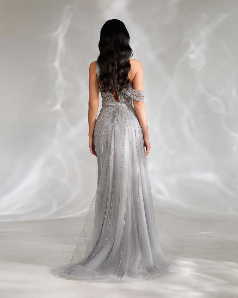 JMT-013834 Elegant Silver Evening Dress for Women - Style SH0135