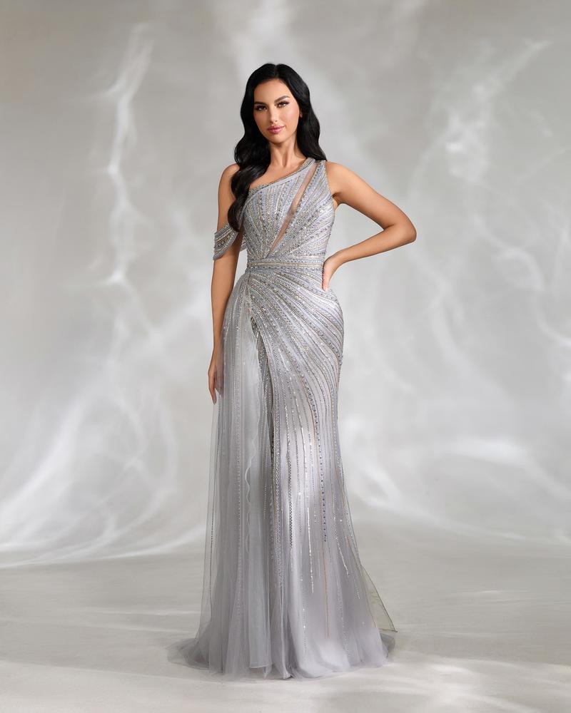 JMT-013834 Elegant Silver Evening Dress for Women - Style SH0135