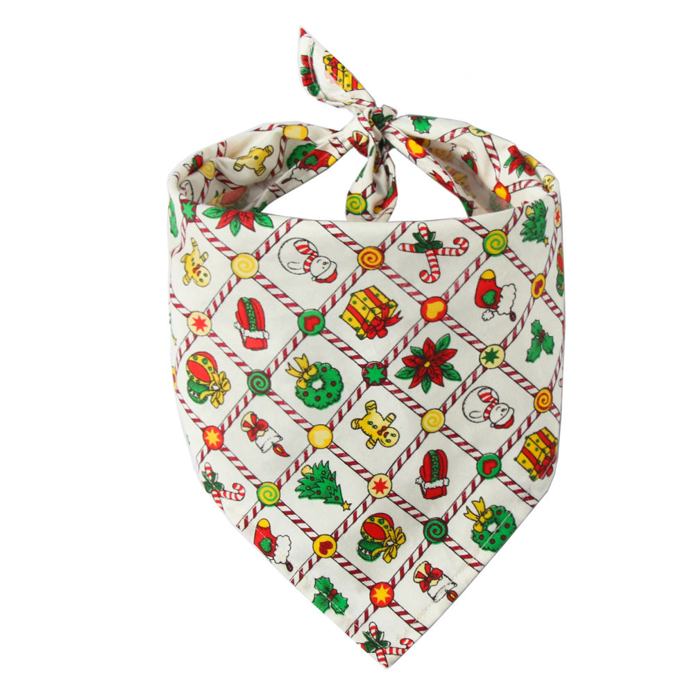 JMT-014218 Cotton Triangle Scarf for Dogs and Cats - Christmas Pet Saliva Towel, 45x45x65cm