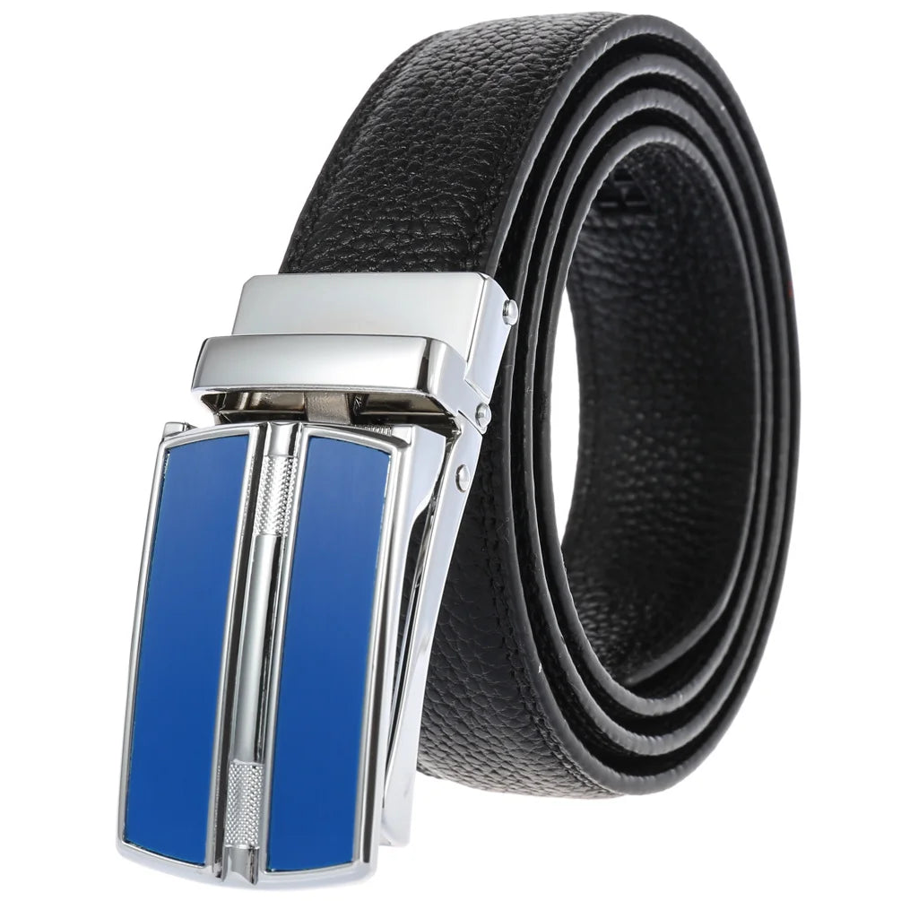 JMT-014346 Men's Genuine Leather Belt with Turquoise Inlay, Size 3.0, Model LY33-000015-5