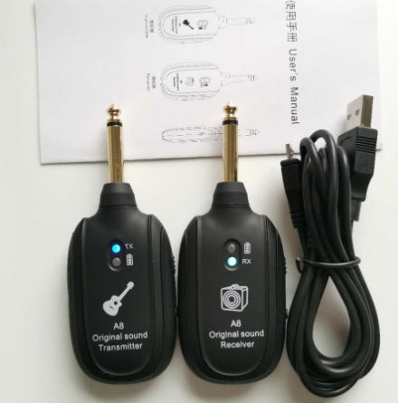 JMT-014858 Wireless Guitar Pickup System with Rechargeable Receiver - Up to 50m Range, Low Latency
