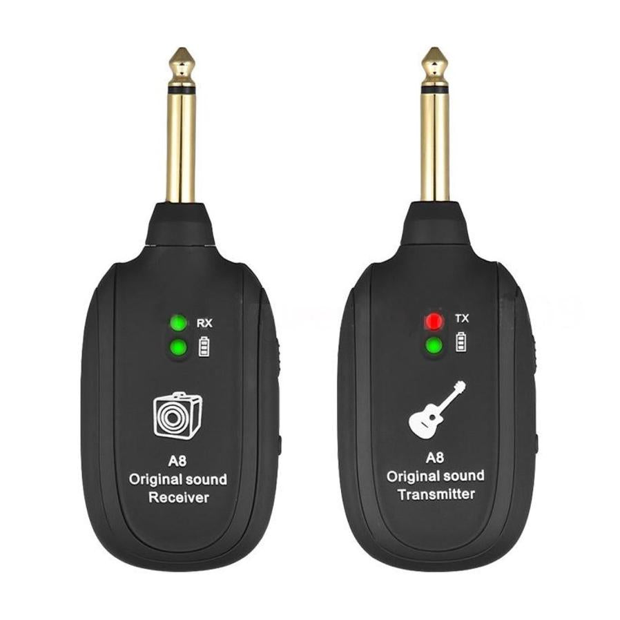 JMT-014858 Wireless Guitar Pickup System with Rechargeable Receiver - Up to 50m Range, Low Latency