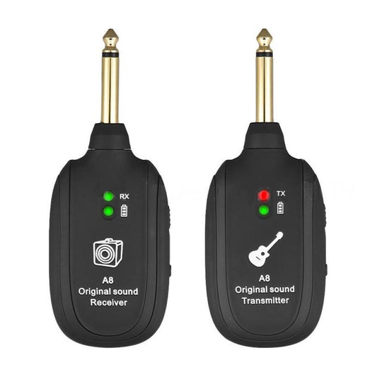 JMT-014858 Wireless Guitar Pickup System with Rechargeable Receiver - Up to 50m Range, Low Latency