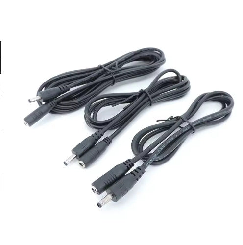 JMT-014922 Copper Male to Female DC Power Cord for Audio and Video Devices - 22AWG, Black Sheath