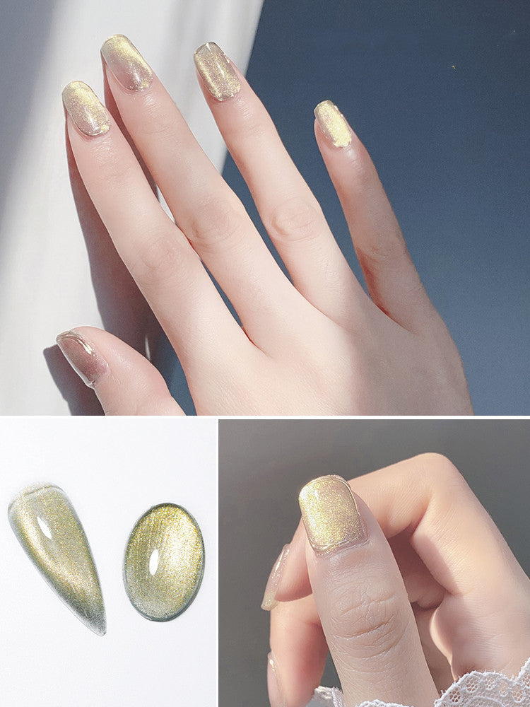 JMT-015050 Cat Eye Nail Polish Gel - Milk Tea Color - 7ml, Durable, Glossy Finish, Light-Cured Formula