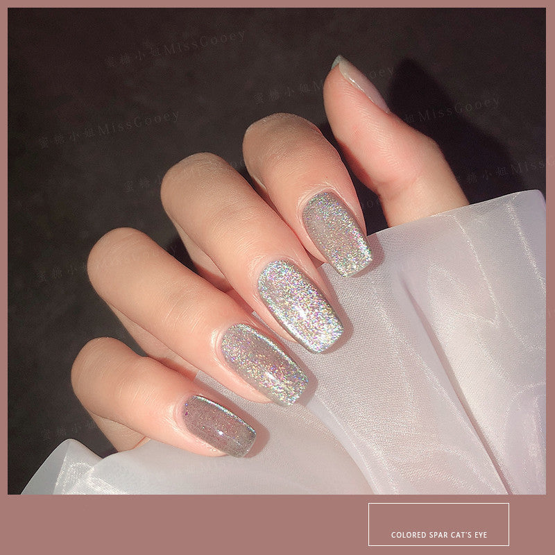 JMT-015050 Cat Eye Nail Polish Gel - Milk Tea Color - 7ml, Durable, Glossy Finish, Light-Cured Formula